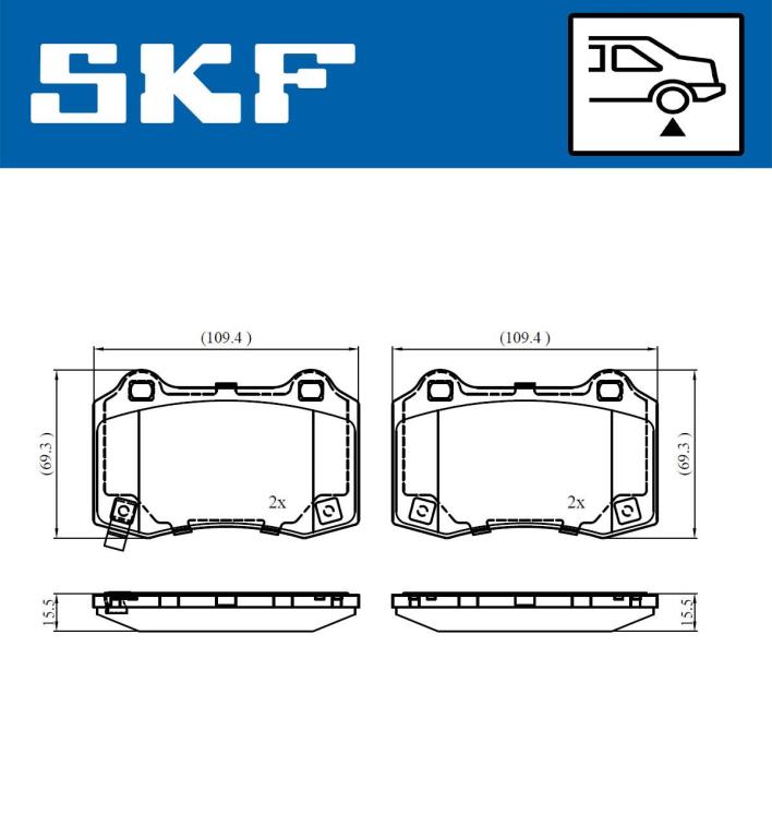 Jogo de 4 pastilhas de travão SKF ref. VKBP 90849 A
